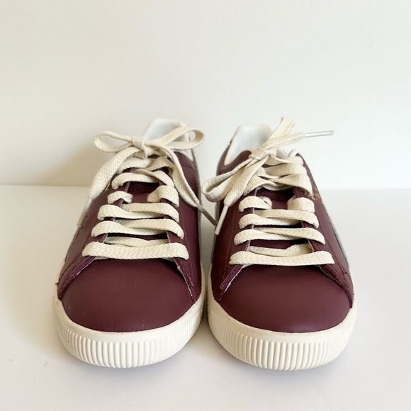 Puma Unisex Clyde Leather Eggplant Purple and Gray Sneakers - Picture 9 of 15